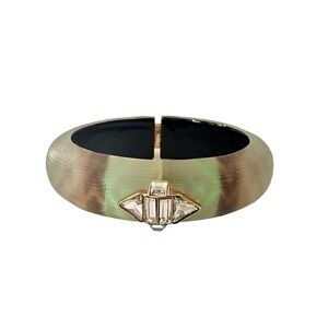 Alexis Bittar O'Keeffe Southwestern Green Lucite Rhinestone Bangle Bracelet